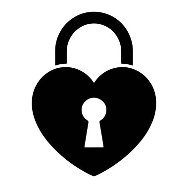 Kalp şeklinde bir asma kilidin siyah bir silueti beyaz arka planda sergilenir. Asma kilit, kalp şeklinin ortasında klasik bir anahtar deliği içeriyor. Asma kilidin tepesinde eğri bir pranga var. Görüntü basit, grafik bir gösterim 