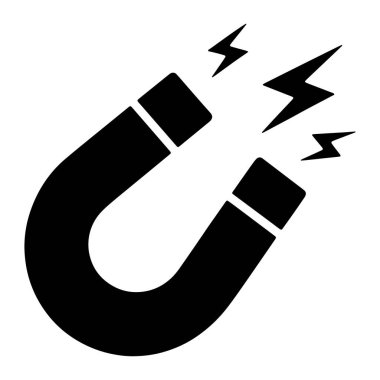 Beyaz arka planda siyah bir at nalı mıknatısı tasvir edilir. Mıknatısın kutupları arasındaki bölgeden çıkan üç stilize siyah yıldırım, manyetik kuvvet ya da enerjiyi işaret ediyor. Mıknatısın yuvarlak U şekli var.