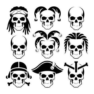 Kafatasının dokuz siyah ve beyaz çiziminden oluşan bir koleksiyon. Kafatasları çeşitli aksesuar ve stil ile tasvir edilmiştir, bandana ve rasta ile bir kafatası, çan ile soytarı şapkaları giyen kafatasları, korsan şapkası ve tüy ile bir kafatası, 