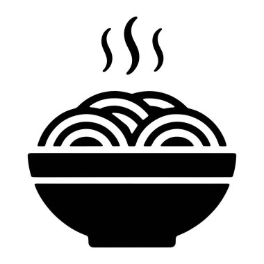 Siyah ve beyaz grafikli bir resimde fırıl fırıl dönen eriştelerle dolu bir kase tasvir ediliyor. Eriştenin tepesinden yükselen buharı temsil eden üç dalgalı çizgi yemeğin sıcak olduğunu gösteriyor. Kase koyu renkli ve geniş bir girişi var. Yuvarlak bir tabanı var. Th