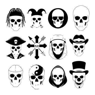 Bir ızgarada on iki farklı kafatası çiziminden oluşan bir koleksiyon. Her kafatası eşsiz başlık ya da sembolik elementler içerir. Rasta, soytarı şapkası, çemberin içindeki güneş gözlükleri, kafatası ve çapraz kemikli bir korsan şapkası ve haç.