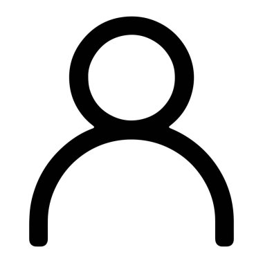 Beyaz bir arka plana karşı insan figürünün basit bir siyah çizgisi. Şekil, omuzlara veya üst gövdeye benzeyen kıvrımlı bir vücut şekline bağlı dairesel bir kafadan oluşur. Çizgiler kalın ve pürüzsüz, temiz ve soyut bir temsilci yaratıyor.