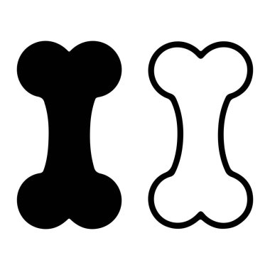 Beyaz arka planda iki kemik şekli yan yana sergilenir. Sol taraftaki kemik koyu siyah bir siluet, sağ taraftaki kemik ise siyah bir kenarı ve beyaz bir iç yapısı olan bir ana hat. Her iki şekil de şekil olarak aynıdır. 