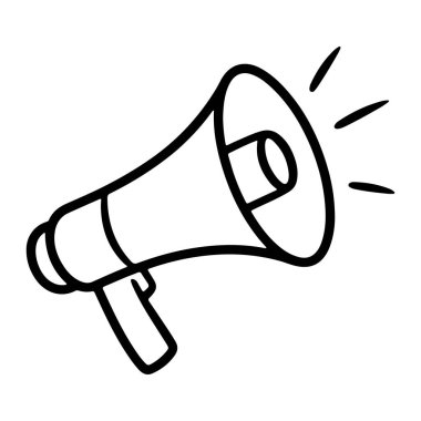 Bir megafonun basit bir siyah tasviri beyaz arka planda resmedilir. Megafonun geniş bir çan açılışı ve sapı var. Zilden çıkan kısa ve kıvrımlı çizgiler ses dalgalarını ya da bir anonsu çağrıştırıyor.