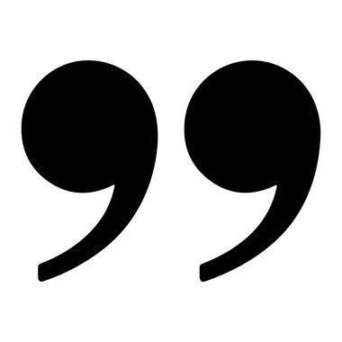 Beyaz arka planda iki siyah tırnak işareti yan yana sergileniyor. İşaretler koyu siyahtır ve düz, kıvrımlı bir noktalama işaretine sahiptir. Metinde doğrudan konuşma ya da alıntıları ifade etmek için kullanılır. Görüntü minimalist.