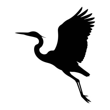 Balıkçıl kuşunun siyah bir silueti uçuşun ortasında bembeyaz bir arka planda resmedilir. Kuşun uzun, ince boynu kavisli ve keskin gagası öne doğru. Kanatları genişçe açılır, ayrıntılı tüy yapısını gözler önüne serer.