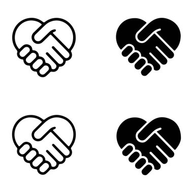 Bir tokalaşmada iki çift el tasvir edilir, kalp şeklini oluşturur. Bir çift beyaz arkaplanda siyah olarak çizilmiş, diğeri ise beyaz arkaplanda koyu siyah bir siluet. Eller yuvarlak parmaklarla stilize edilir..