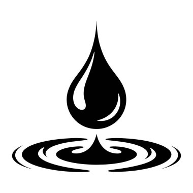 Şekillendirilmiş siyah bir grafik, tek bir büyük damlanın yüzeye düşüşünü ve eş merkezli dairesel dalgalanmalar yaratışını tasvir eder. Damla parlak bir parlaklık ile yapılmış, bu da bir sıvıyı işaret ediyor. Dalgalar, Po 'dan dışarıya doğru yayılan kıvrımlı çizgiler olarak tasvir ediliyor.