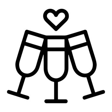 Siyah bir taslak, kutlama kadehinde üç şampanya kadehini resmediyor. Gözlüklerin üzerine bir kalp sembolü yerleştirilmiştir. Romantizm ya da özel bir durum olabilir. Gözlükler basit çizgilerle biçimlendirilir ve geniş kaseler inceltilir.