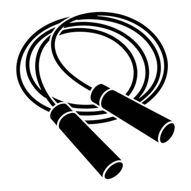 Siyah bir atlama ipi, sarmalanmış bir düzende bembeyaz bir zemine karşı tasvir edilir. Halatın kendisi kalın siyah bir çizgidir, birkaç döngü ve kıvrım oluşturur. İpin her iki ucunda da siyah silindirik saplar var, ayrıca katı bir bl ile yapılmış.