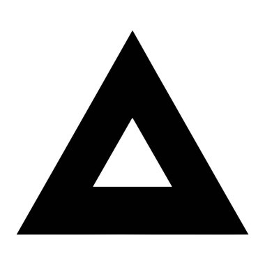 Saf bir siyah üçgen, temiz beyaz bir arkaplana karşı tasvir edilir. Büyük siyah üçgenin sınırları içinde, daha küçük, mükemmel merkezli beyaz bir üçgen görünür, çarpıcı bir kontrast ve derinlik hissi yaratır. Üçlünün de kenarları