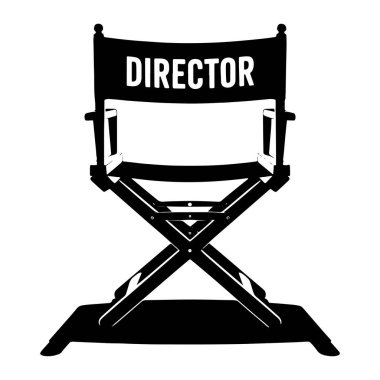 Yönetmen koltuğunun siyah silueti beyaz arka planda tasvir edilir. 