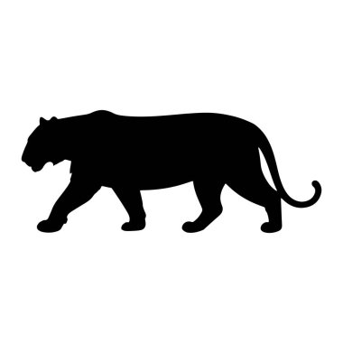 Siyah bir panter silueti bembeyaz bir zeminde soldan sağa doğru yürürken resmedilir. Hayvan, başı öne eğik ve vücudu sıvı bir şekilde öne doğru hareket ederken, profilden gösterilmektedir. Kuyruğu yukarı doğru kıvrılır ve sonunda kıvrılır..