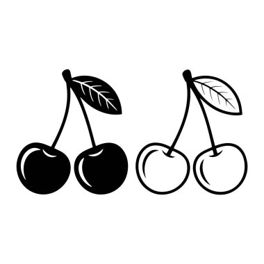 Beyaz arka planda kirazların iki stilize temsili yan yana gösterilir. Sol resim bir sapla birbirine bağlı iki kirazdan oluşan koyu siyah bir siluettir ve tek bir yaprak da siyah renktedir. Doğru resim, bu resmin ana hatlı versiyonudur.