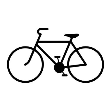 Bir bisikletin basit siyah silueti beyaz bir arka planda sergilenir. Bisiklette iki tekerlek, bir çerçeve, gidon, bir koltuk ve pedallar yer alıyor. Tasarım temiz ve minimalist, aracın temel bileşenlerine odaklanıyor..