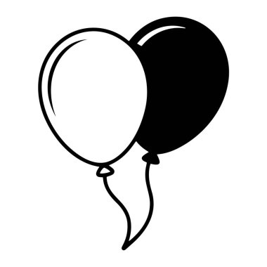 Bir minimalist grafik illüstrasyonunda iki balon vardır. Bir balon simsiyah, diğeri ise beyaz arka planda siyahla çizilmiş. Her iki balonun da aşağı doğru eğrisi var. Biçim basit ve temiz, net bir kontur ile.