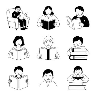 Bu, aralarında çocuklar ve yetişkinlerin de yer aldığı çeşitli bireylerin kitap okumakla meşgul olduğu dokuz siyah beyaz çizimden oluşan bir koleksiyon. Çeşitli poziyonlarda ve ortamlarda sergilenirler, örneğin bir koltukta oturmak, ayakta durmak ve yuhalamak gibi.