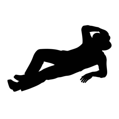 Beyaz bir arka plana yaslanmış siyah bir erkek silueti tasvir edilir. Vücudu açılı, bir kolu eğilmiş ve başının arkasında dinleniyor, ve diğer kolu öne doğru uzanıyor. Pantolonunu ve ayakkabılarını gösteren giysiler giyiyor. Th