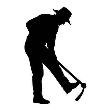 Şapka takan ve çapa tutan bir kişinin siyah silueti beyaz arka planda tasvir edilir. Kişi eğilmiş, kazıyor ya da aletle yerde çalışıyor gibi görünüyor. Siluet açıkça şapkanın şeklini gösteriyor.