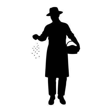 Şapka ve önlük takan siyah bir siluet bir elinde sepet tutuyor. Öte yandan, tohumları temsil eden küçük noktaları beyaz bir zemin üzerine saçıyorlar. Bu figür tüm vücudun duruşu ile resmedilmiş. 