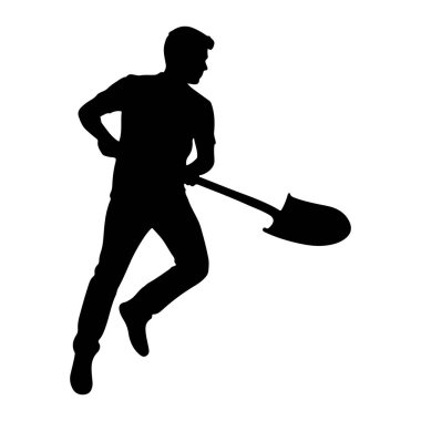 Elinde kürekle koşan bir adamın siyah silueti. Adam profilden tasvir ediliyor, vücudu öne doğru eğiliyor ve bacakları bir adımda koşuyor. O bir tişört ve pantolon giyiyor. Kürek vücudunda yatay olarak tutulmuş.