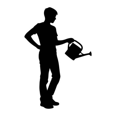 Siyah bir çocuk silueti bir eli kalçasında diğeri ise su dolu bir teneke kutuda duruyor. Çocuk sağa bakıyor ve su bidonuna bakıyormuş gibi görünüyor. Arka plan bembeyaz..