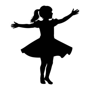 At kuyruklu genç bir kızın siyah silueti kıvrılırken yakalandı. Harekete geçmiş gibi görünen kısa kollu bir elbise ve alevli bir etek giyiyor. Kolları yanlara doğru uzanıyor ve döner dönmez bacakları bükülüyor. Siluet... 