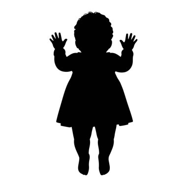 Genç bir çocuğun siyah silueti beyaz bir arkaplanda duruyor. Çocuğun kıvırcık saçları var ve elbise giyiyor. Elleri açık şekilde kollarını kaldırırlar. Siluet, ana hatlarının ötesinde gözle görülür bir özelliği olmayan koyu siyah bir şekildir.