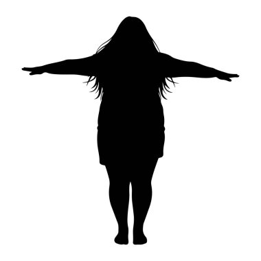 Siyah bir kadın silueti kollarını yanlara doğru açmış duruyor. Uzun, dalgalı saçları vardır ve beyaz bir arka plana karşı önden tasvir edilmiştir. Siluet simsiyahtır, hiçbir iç detay görünmemektedir..