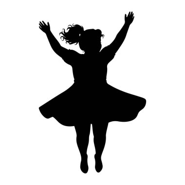 Siyah bir siluet. Kolları havada bir kadın. Atlarken elbisesi alevler içindeydi. At kuyruğu var ve beyaz bir arkaplanda tasvir ediliyor. Görüntü bir neşe ve enerjik hareket hissi veriyor..