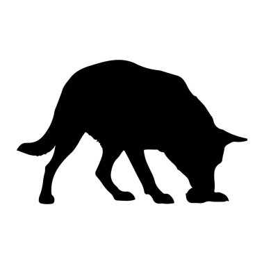 Bir köpeğin siyah silueti başı yere eğilmiş, kokluyor ya da arıyor gibi görünen tasvir edilir. Köpek profilde, vücudu hafifçe kamburlaşmış ve kuyruğu arkasına doğru uzanmış olarak gösterilir. Siluet, siyaha karşı simsiyah.