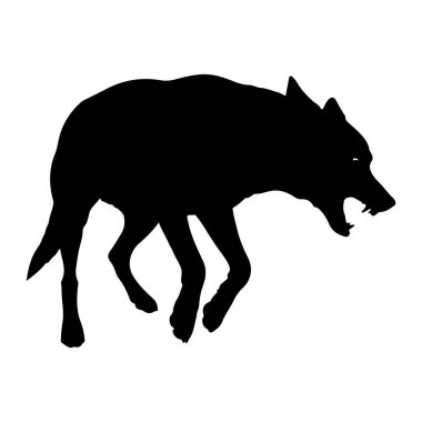 Bir kurdun siyah silueti saldırgan bir duruş içinde tasvir edilir, ağzı açık ve dişleri homurdanarak açılır. Kurt hareket ediyor gibi görünüyor, bacakları sanki koşuyor ya da ileri doğru hamle yapıyor gibi. Kara formun katıksız zıtlığı