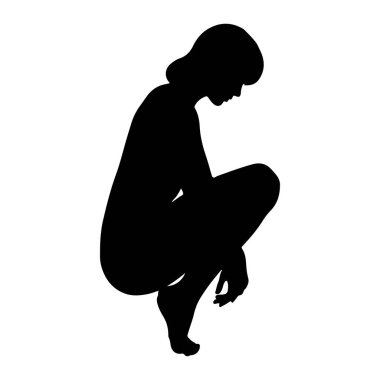 Siyah siluet bir kadın bembeyaz arka planda çömelmiş bir şekilde tasvir edilir. Başı eğik ve elleri dizlerine yakın. Bu da bir anlık iç gözlem ya da dinlenme olduğunu gösteriyor. Görüntü, vızıltının temiz ve grafik bir temsilidir.