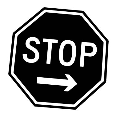 Beyaz kenarlı siyah bir sekizgen dur işareti. 