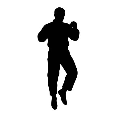 Saf bir siyah siluet dinamik bir dövüş sanatları duruşu ile tasvir edilir. Üniforma gibi görünen, bol pantolonlu ve ceketli biri. Yumrukları önünde kalkıyor. Savaşmaya ya da dövüşmeye hazır olduğunu gösteriyor. 