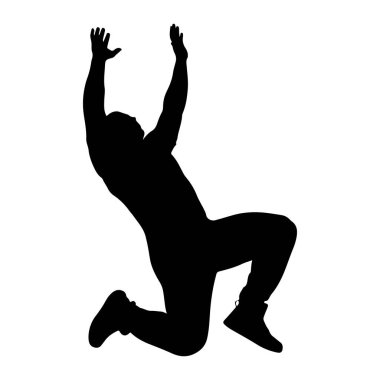 Sonbaharın ortasında beyaz bir zemine karşı siyah bir siluet. Bu figür dinamik bir pozda yakalanır, kollar yukarı doğru açılır ve vücut dengesini kaybeder ya da hızla aşağı iner gibi bükülür. Siluet bir şekli vurguluyor.