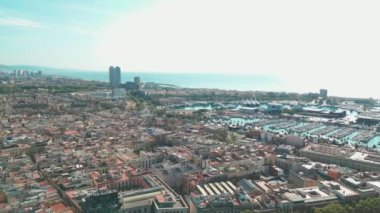 Barcelona, İspanya 'nın havadan çekimleri. Yüksek kalite 4k görüntü