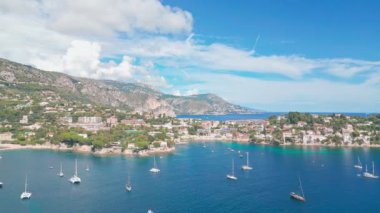 Nice, Fransa 'daki Villefranche' de kıyı şeridi görüntüsü. Yüksek kalite 4k görüntü