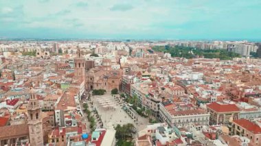 Daytime Aerial view over Valencia, Spain. High quality 4k footage
