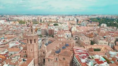 Daytime Aerial view over Valencia, Spain. High quality 4k footage