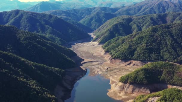Montañas Laguna Embalse Bullileo Region Maule Chile Aerial Drone Ver — Vídeo de stock