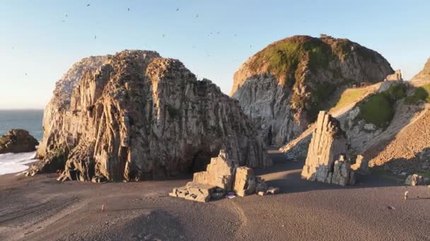 Большие Скалы Памятник Природы Piedra Iglecia Церковный Камень Побережье Чили — стоковое видео
