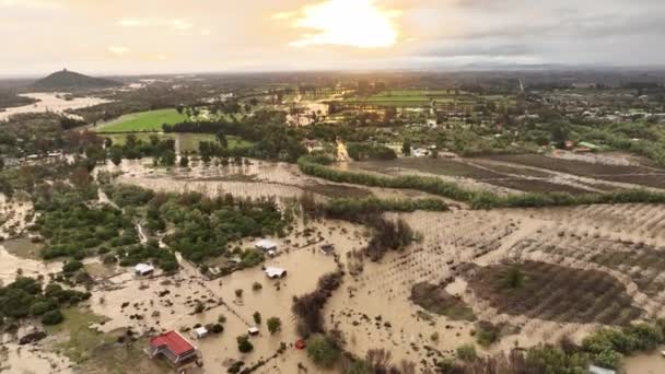 Vue Par Drone Rivière Ancoa Maule Chili Inondations Chili — Video
