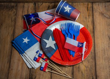 Şili 'nin bağımsızlık günü kavramı. Şenlikli dekorasyon.