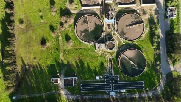 Аерофотозйомка Сучасних Очисних Споруд Міському Заводі Очищення Стічних Вод — стокове відео