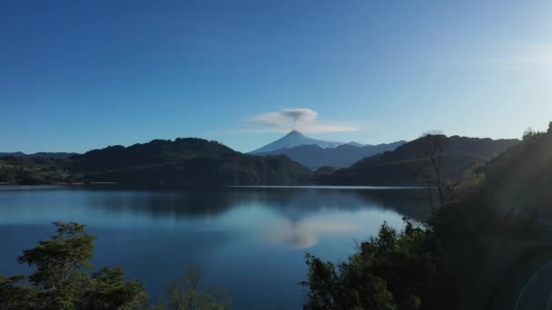 Vista Aérea Del Volcán Villarica Comienzo Erupción Volcánica Sur Chile — Vídeo de stock