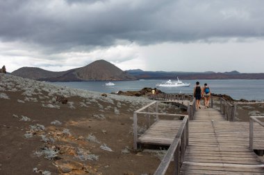 Galapagos Islands. Ecuador. Bartolome Island in cloudy day. clipart