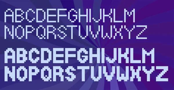 Alphabet Lettres Majuscules Fines Audacieuses Dessinées Dans Style Pixel Art — Image vectorielle