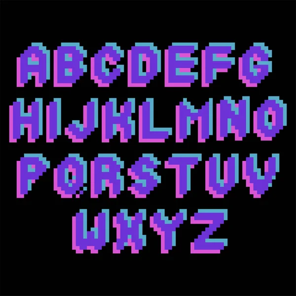 Alphabet Bold Uppercase Letters Drawn Pixel Art Style Vector Design — Stock Vector