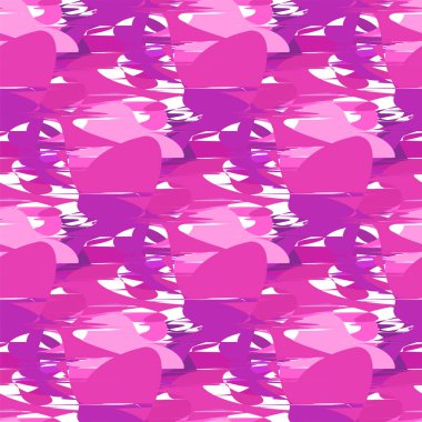 Abstract seamless pattern of soft and spiky pink shapes. Vector repeated geometric design